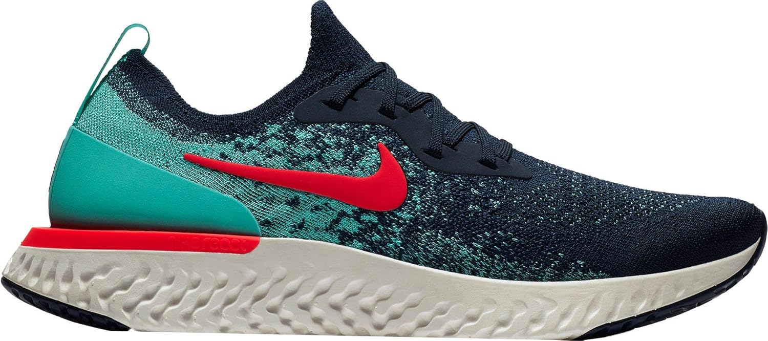 Nike Men's Epic React Flyknit Running Shoes (10 M US, College Navy/Hyper Jade/Sail/Red Orbit)