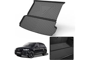Elsetyler Cargo Liner for 2021 2022 2023 2024 2025 Q7 - Black TPO All Weather Heavy Duty Waterproof Rear Cargo Tray Trunk Floor Mat Protector Compatible with 2017-2025 Audi Q7