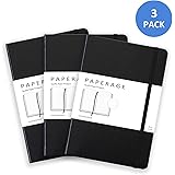 PAPERAGE Lined Journal Notebook, 3 Pack, (Black), 160 Pages, Medium 5.6 in x 8 in - 100 GSM Thick Paper – Hardcover Journaling Notebook for Work, School & Note Taking
