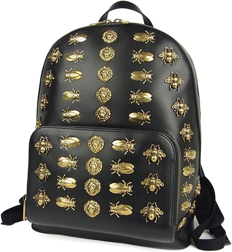 Amazon グッチ Gucci メンズ アレッサンドロ ミケーレ アニマリエ アニマル 昆虫 スタッズ レザー 大容量 Wファスナー リュックサック バックパック バッグ 保存袋付き イタリア製 ブラック bkac Gucci グッチ レディース