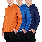 Liberty Imports 3-Pack Youth Boys Teen Dry-Fit Hoodies Long Sleeve Athletic Pullover Sweatshirts Lightweight Activewear