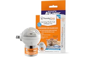 ThunderEase Multicat Calming Pheromone Diffuser Kit | Powered by FELIWAY | Reduce Cat Conflict, Tension and Fighting (30 Day Supply)