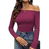 Off The Shoulder Tops for Women Asymmetriacl Sexy Ruched One Shoulder Long Sleeve Going Out Top 2025 Fall Clothes