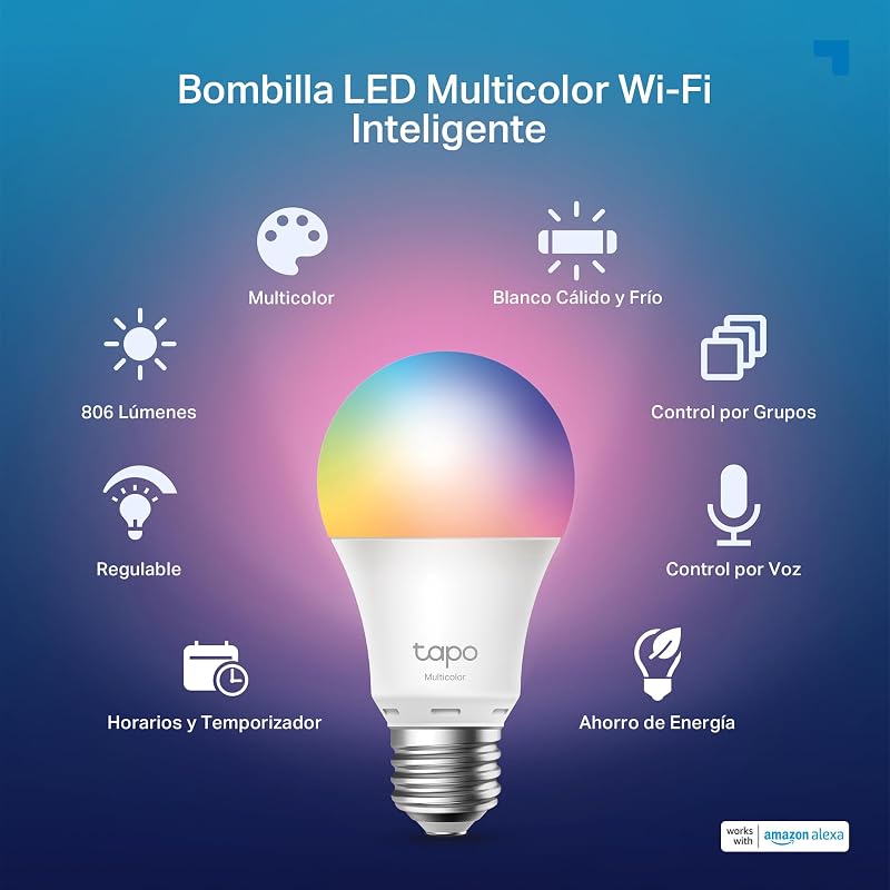L530EA - Lâmpada Smart WiFi, 8,7 W 806 lm, poupança de energia, E27