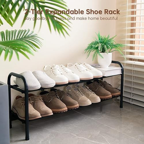 Gonfoam 2-Tier Expandable Shoe Rack,Adjustable Shoe Shelf Storage