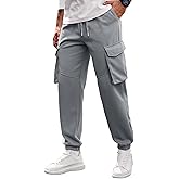 Herberton Men Cargo Pockets Joggers Athletic Sport Elastic Waist Sweatpant(S-2XL)