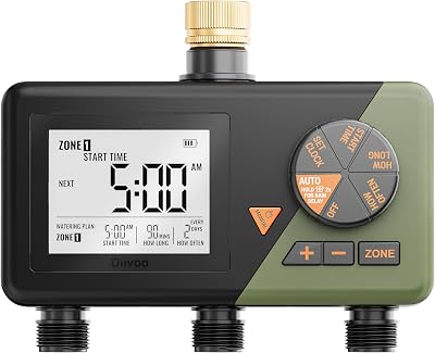 Diivoo Sprinkler Timer 3 Zone Hose Timer with Brass Inlets 3 Outlets
