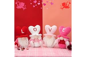 unanscre Valentine's Day Gnomes Plush Elf Decorations - 4PCS Love Mr & Mrs Handmade Gnome Swedish Scandinavian Tomte Dolls for Valentines Day Home Table Ornament, Party Favor Gifts, Tiered Tray Decor