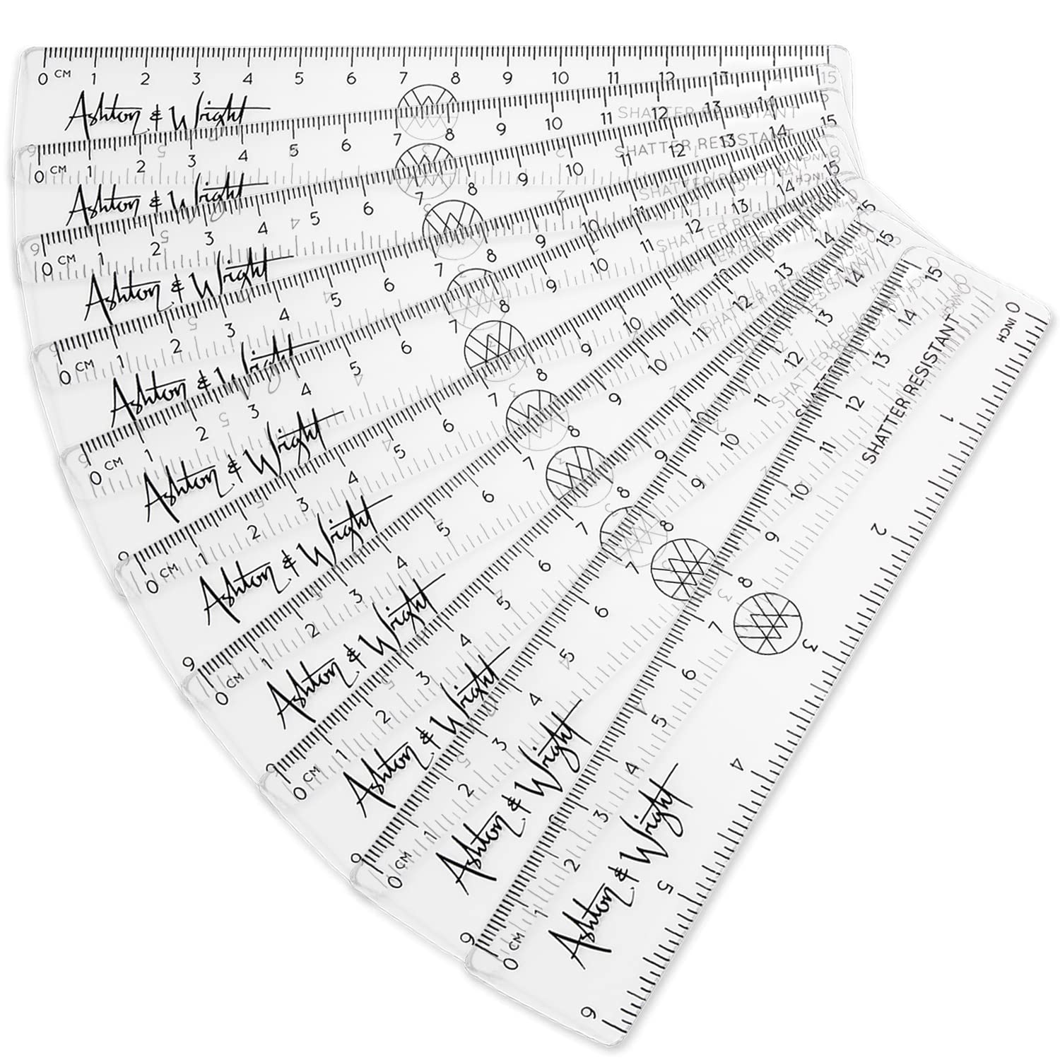 Fat Belly Fish - 6 Inch / 15cm Transparent Rulers - Shatter Resistant - Pack of 12 - Clear