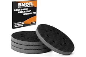 BMOTL 5-Inch 8-Hole Interface Pad:4 Pack Hook and Loop Foam Sanding Discs Backing Pads Replacement for Random Orbital Sander,Soft Density Sponge Round Cushion Buffer