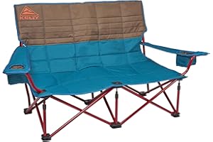 Kelty Low Loveseat Oversized 2-Person Heavy Duty Folding Camp Chair, Double Seat for Soccer Games, Tailgating, Beach Days (Low Height/Deep Lake)
