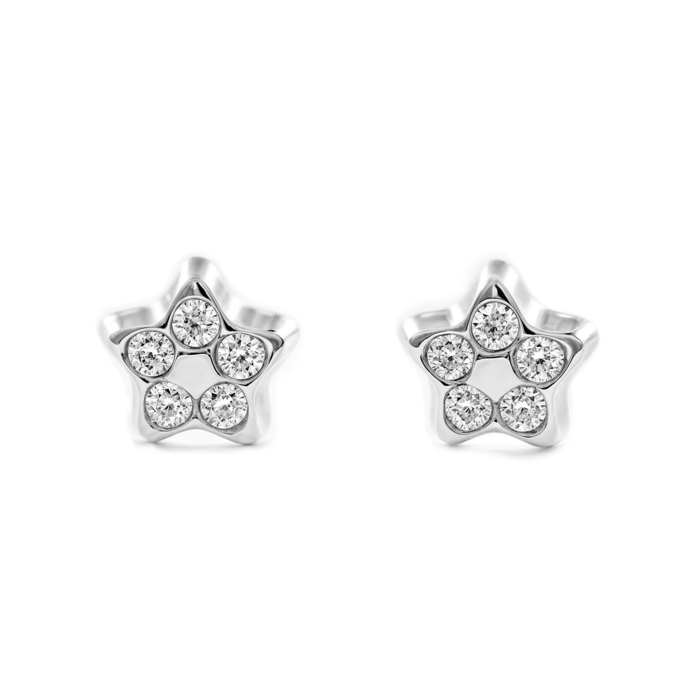 18ct White Gold Children's Stars Earrings
