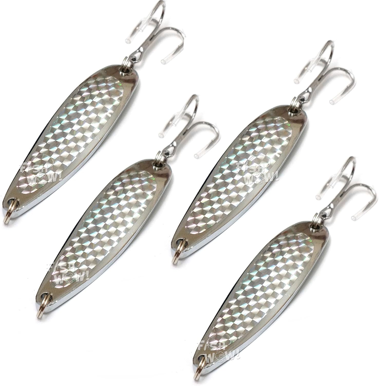Fish WOW! 4pcs 3oz 6inch Fishing Spoon with Treble Hook