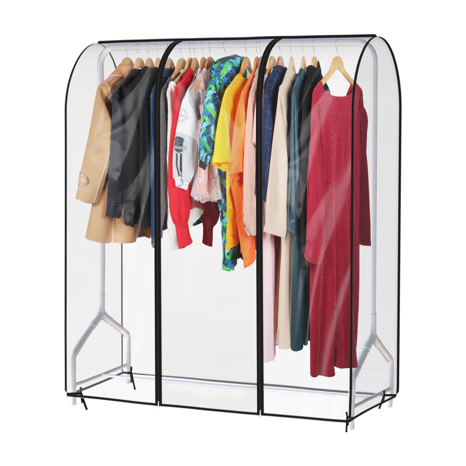 Syeeiex 4ft Transparent Clothes Rail Cover with Zipped Hanging Coat Large Protective Garment Cover For Clothes Rack (127 x 152 x 50cm)