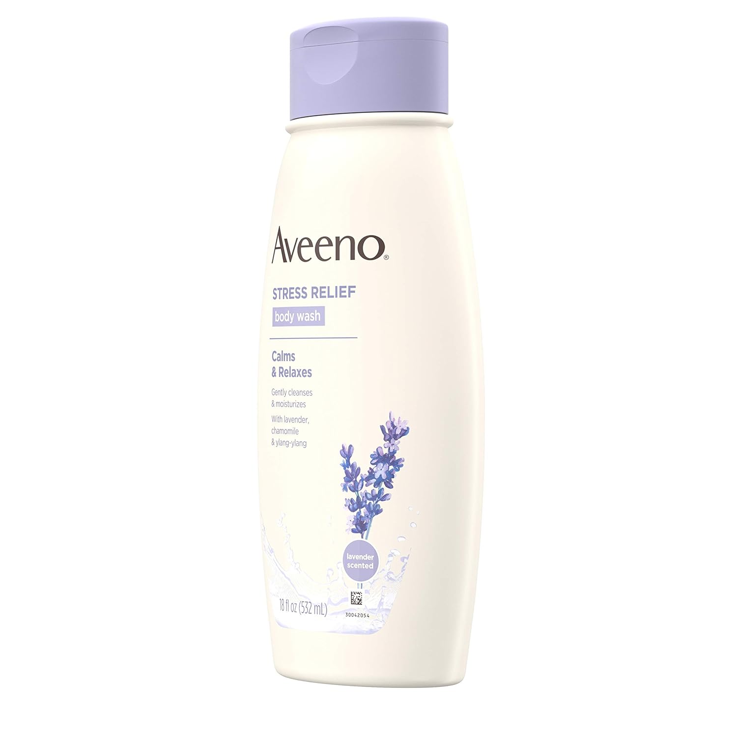 Aveeno Stress Relief Body Wash with Soothing Oat, Lavender, Chamomile & Ylang-Ylang Essential Oils, Dye- & Soap-Free Calming Body Wash for Shower Gentle on Sensitive Skin, 18 fl. oz: Beauty