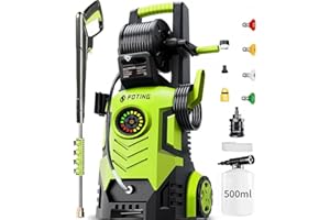 Pressure Washer 5000PSI with Adj-8-Level Touch Screen, 34" Tall Power Washer, 4 Quick Connect Nozzles, Inlet Hose&Filter&500m