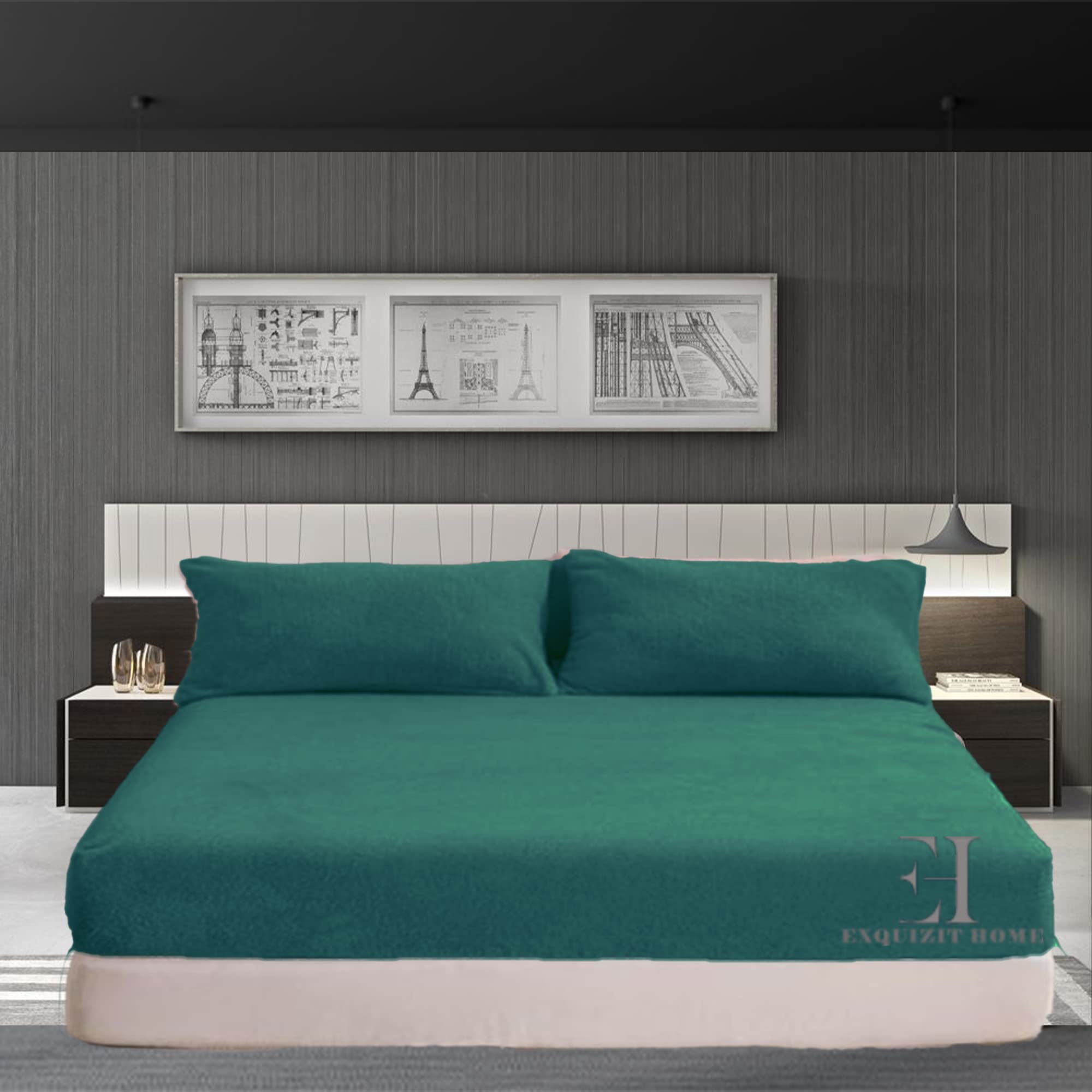 EXQUIZIT HOME® Teddy Fleece Extra Deep Fitted Sheet 30cm – Super Soft Teddy Bear Thermal Fitted Bed Sheet – Warm Cosy Winter Mattress Sheet (Teal Double – 135cm x 190cm)