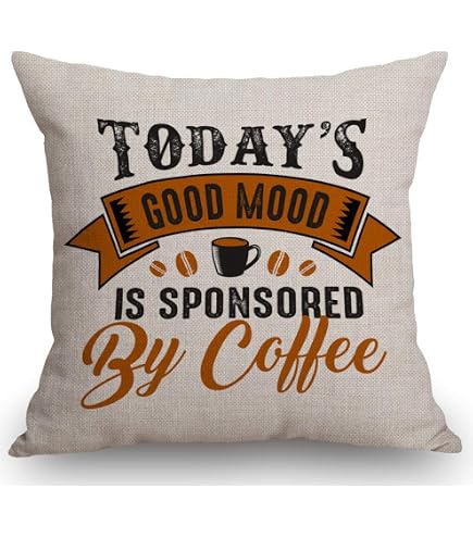 It's Coffee Time Linen Pillow Cover - 18x18 Inch, Decorative Cushion Case For Sofa, Cotton Linen Blend