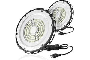 OKPRO UFO LED High Bay Light 150W 2 Pack, High Bay LED Shop Lights 5000K 23,100LM Daylight UL Listed with US Plug 6' Cable, Hanging Hook, UFO High Bay LED Lights for Warehouse Workshop Garage Factory Gyms