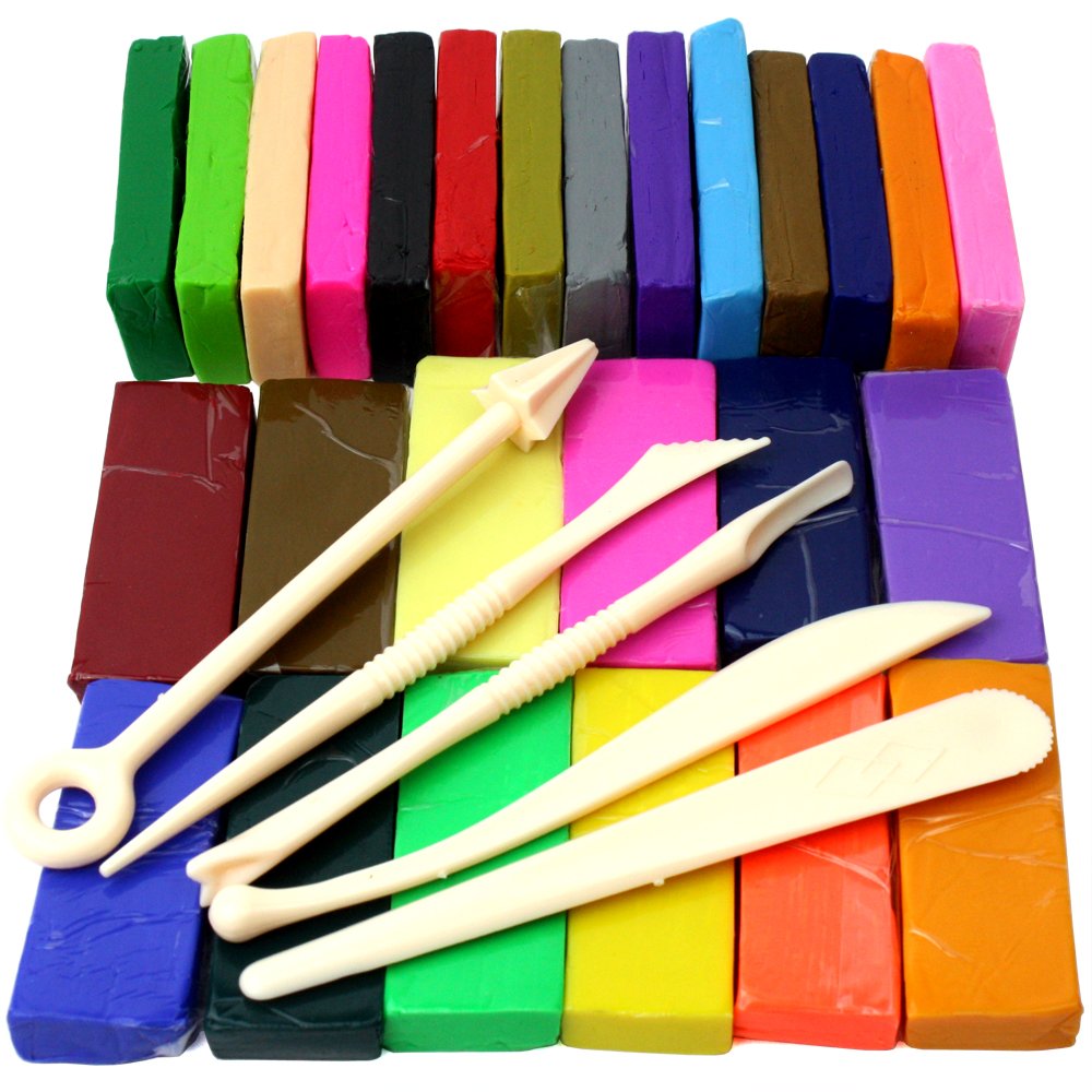 H&S 650g 26 Colours Oven Bake Polymer Clay Modelling Kit - Modelling Clay & Sculpey Moulding Tool Kit for Kids