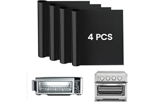 SIUDANGKA Air Fryer Oven Liners Compatible with Ninja SP101 & Cuisinart TOA-70 Air Fry, 4 Pcs Reusable Oven Liner Non-Stick Baking Mat for Ninja and Cuisinart Toaster Oven