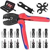 Kohree Solar Crimping Tool for MC4 / MC3 Cable Connector, with 6pcs Male Female Solar Connector + 2pcs Spanners Wrench + 1pcs