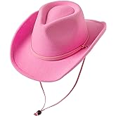 Jastore Kids Girls Boys Wide Brim Western Cowboy Cowgirl Hat with Wind Lanyard Felt Fedora Hat