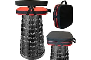 Outward Gear Portable Collapsible Stool Set - Heavy Duty Square Collapsible Stool + Thick Seat Cushion - 550lbs Load Capacity for Camping Travel Picnic Gardening (Red/Black)