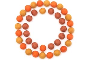 Glaciart One Felt Wool Balls, Felt Pom Poms (40 Pieces) 2.5 Centimeter - 1 Inch, Handmade Felted Orange Colors- Bulk Small Puff for Felting and Garland