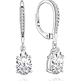 EIoways Moissanite Drop Earrings, 2.54Ct, D Color, VVS1 Leverback Earrings, 925 Sterling Silver Dangle Drop Earrings for Women Hypoallergenic, Women's Jewelry Mother's Day Gift