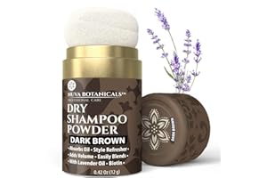 Nuva Botanicals Dark Brown Non Aerosol Dry Shampoo Powder with Biotin - Lavender Extract and Korean Ginseng - Volumizing Travel Size (0.42 oz)