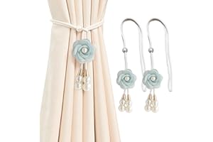 BDHRKTE Handmade Curtains Tiebacks, Boho Camellia Curtain Tie Backs Curtain Holder Tie Backs for Curtains Braided Cute Flower