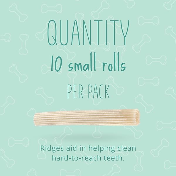 BETTER BELLY TRIPLE ACTION RIDGES SMALL ROLLS, 10 COUNT, HIGHLY DIGESTIBLE RAWHIDE FOR DOGS