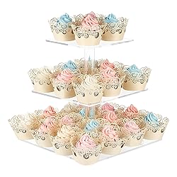 AMEITECH Cupcake Stand with Base, 3-Tier Square