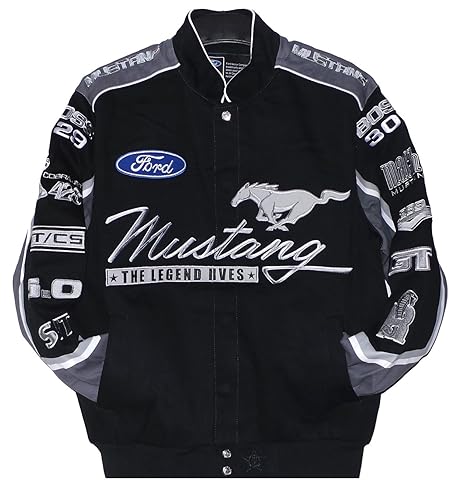 Mustang Racing Cotton Embroidered Jacket Black JH Design Large in
