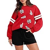 MNLYBABY Football Sweatshirts Football Mom Shirt: Women Oversized Game Day Shirt Fans Cheer Pullover Sunday Funday Tops