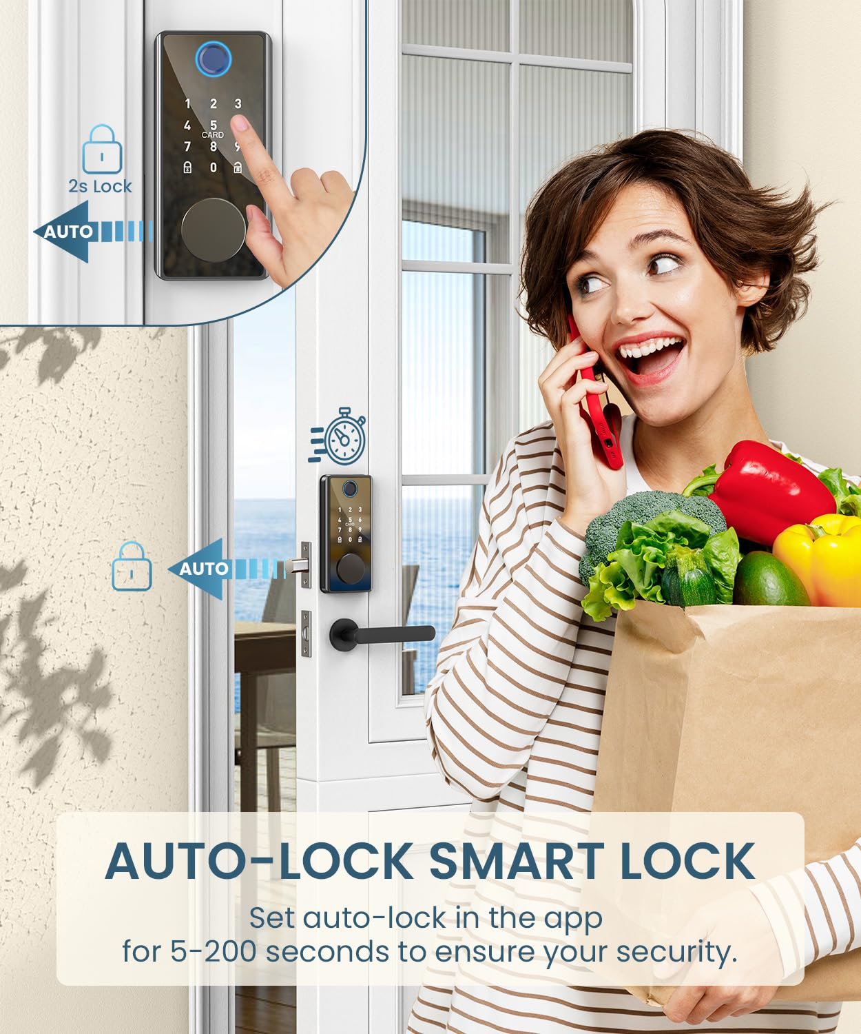 Mua Keyless Entry Smart Deadbolt Lock – Keypad Fingerprint Touchscreen ...