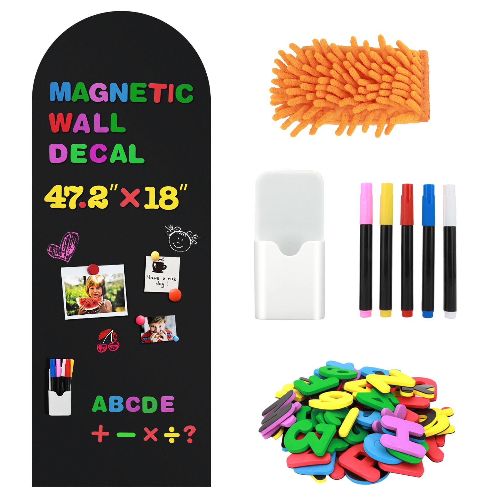 Photo 1 of Xamanabu Magnetic Chalkboard for Wall, 47.2" x 18" Magnetic Arch Wall Decal Self Adhesive Blackboard Wallpaper Peel and Stick Chalk Board Wall Decal Roll for Home Playroom Classroom