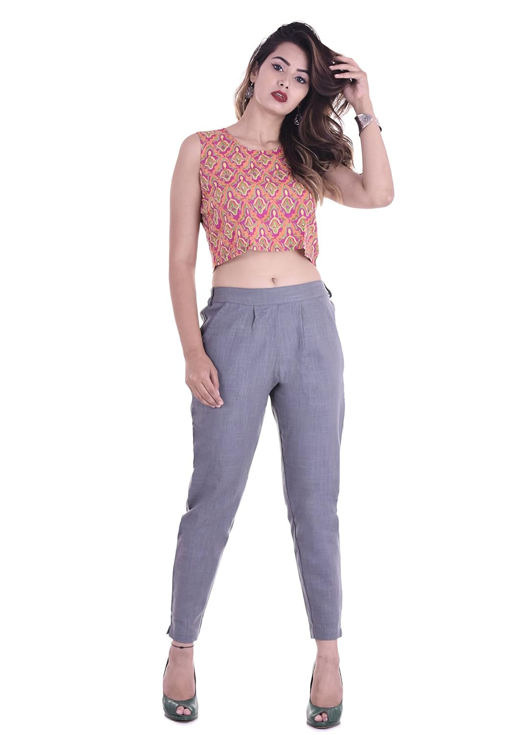 fashion cloud women's regular fit cotton slub pants