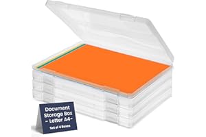 Bins & Things JTJ Sourcing Plastic Storage Box for A4 Paper - Document Magazine Paper Protector - Portable Project Sleeves - Document Organizer - (Set of 4)