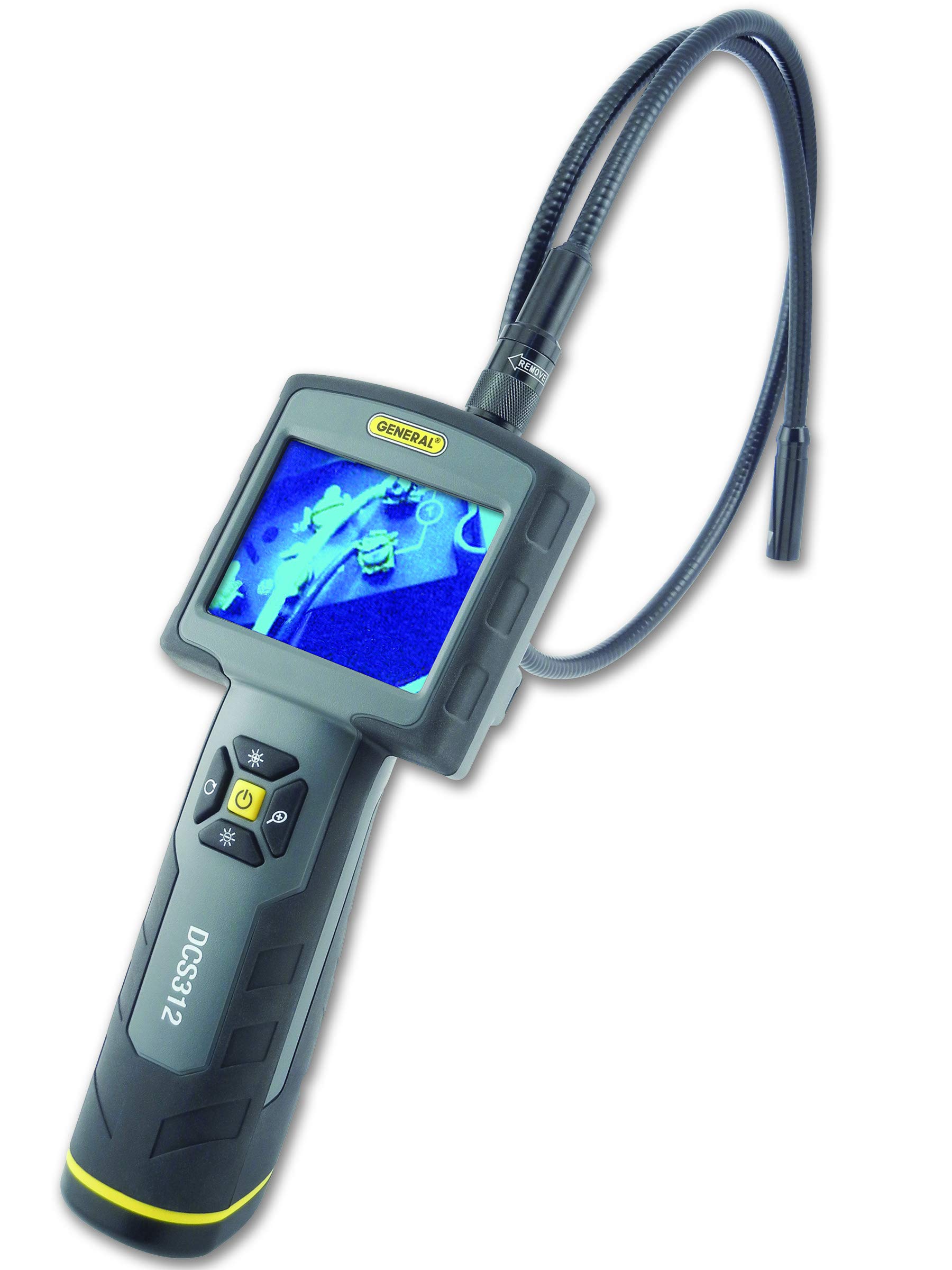 General Tools DCS312 Heavy Duty Handheld Digital Video Inspection Camera Borescope Endoscope with 3.5 Inch Color LCD Screen, 1 Meter Flexible-Obedient, LED Lighted 12mm Tip, IP67 Rated