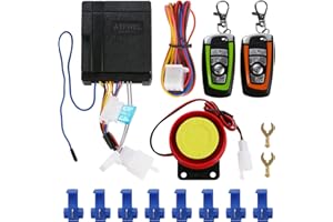 ATFWEL Waterproof Motorcycle Alarm System 12V Motorcycle Anti-Theft Alarm Security System Remote Control Horn Alarm Warner Adjustable 5 Sensitivity Levels