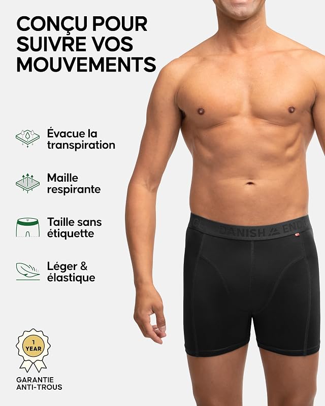 Boxers de Running Hommes, Lot de 3, Noir, L