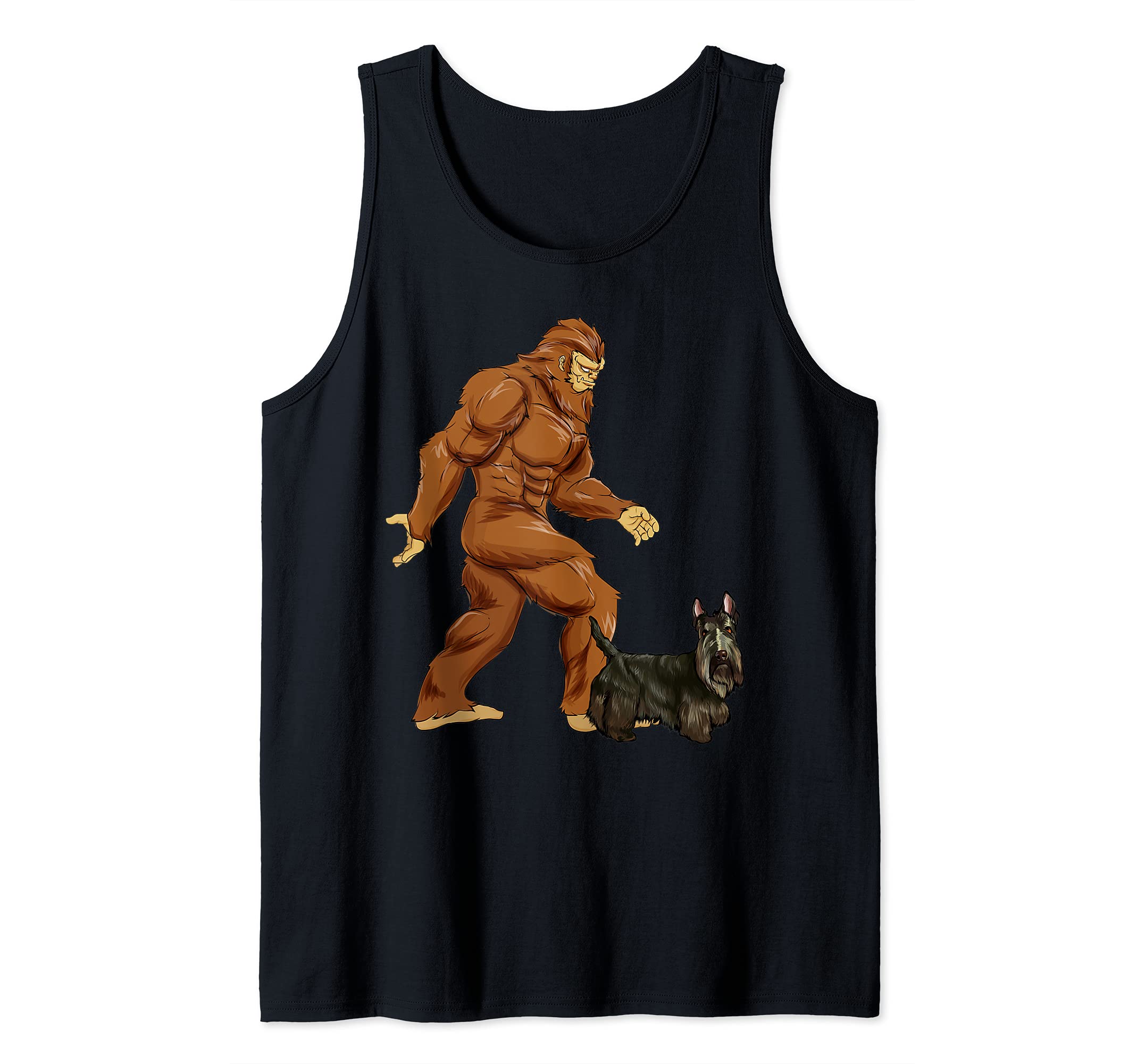Funny Bigfoot Walking Scottish Terrier Sasquatch Dog Tank Top