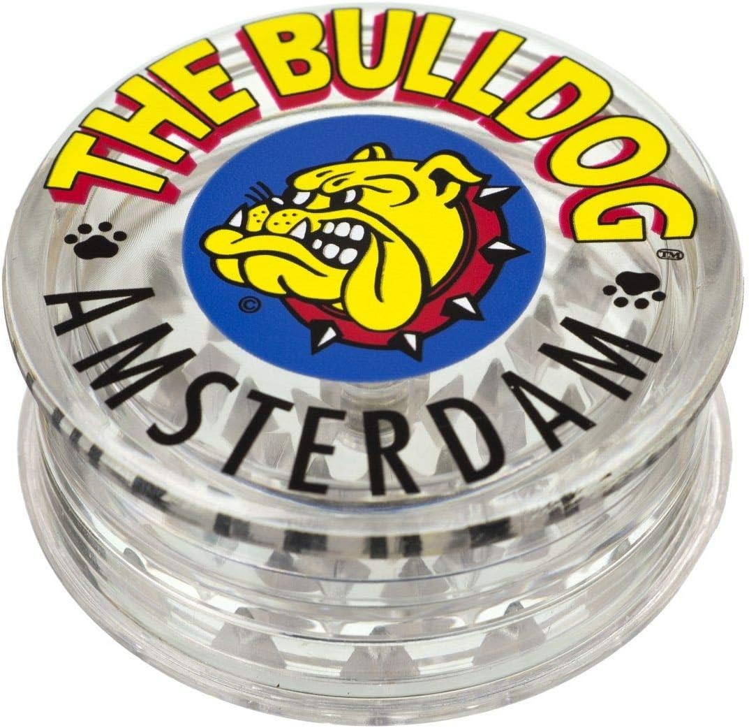 The Bulldog Amsterdam Plastic Grinder | 3 Parts Clear Acrylic Plastic Grinder for King Size Rolling Papers