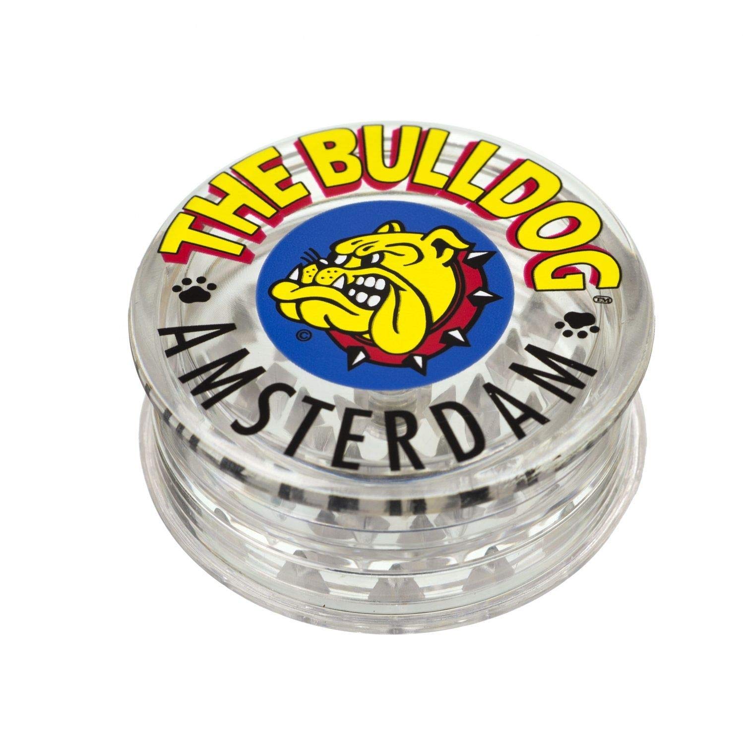 The Bulldog Amsterdam Plastic Grinder | 3 Parts Clear Acrylic Plastic Grinder for King Size Rolling Papers