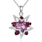 HKPATOP Star Crystal Necklace 925 Sterling Silver February Birthstone Pendant Jewelry Birthday Gifts for Women