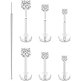 Gokeey G23 Titanium Earrings for Women Men Hypoallergenic 20G Flat Back Stud Sleep Earrings for Sensitive Ears Dainty Tiny Threadless Tragus Cartilage Helix Rook Daith Earring for Body Piercing Jewelry Gifts 3 Pairs