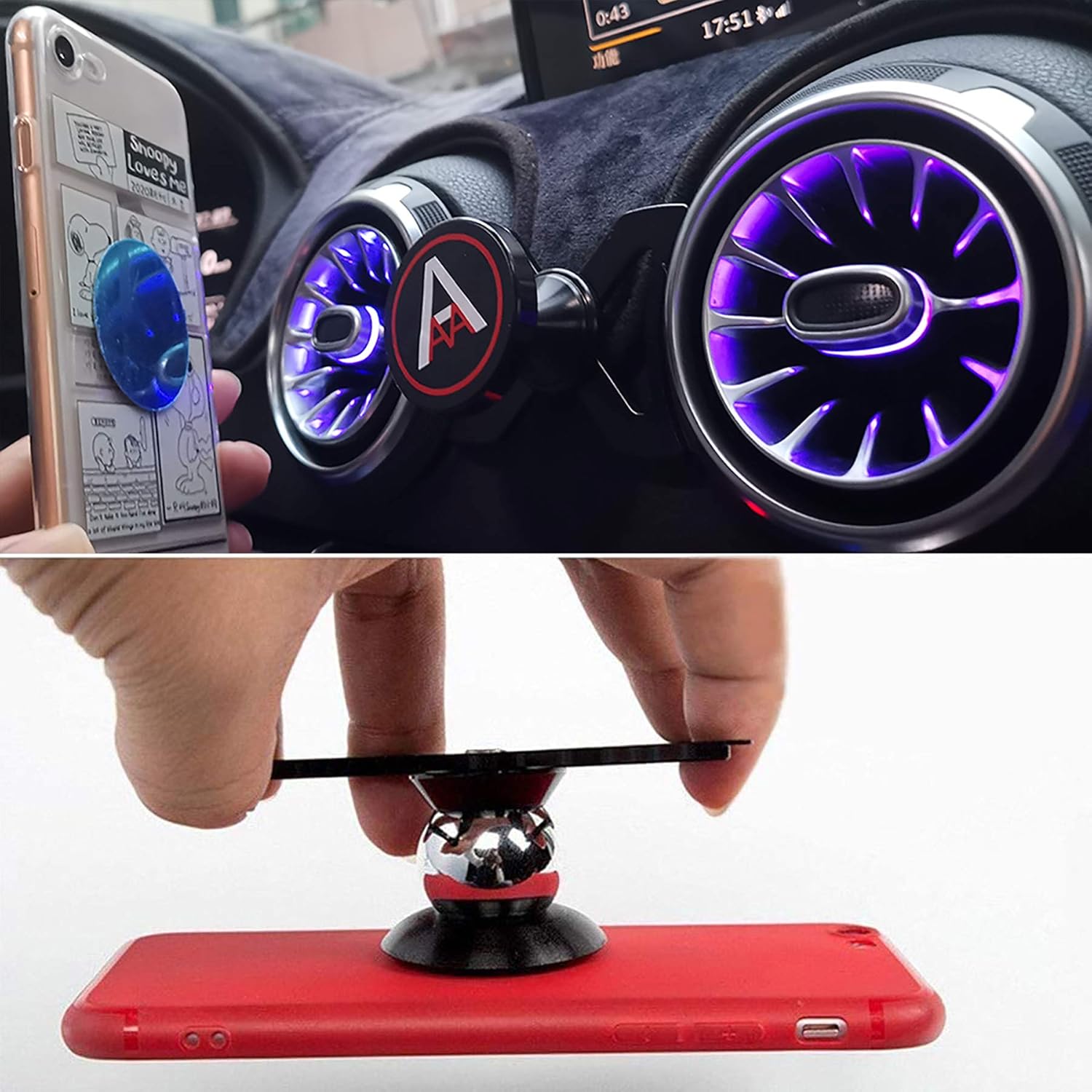 N A SMARTNAVI Phone Holder for Audi A3 / S3 360-Degree Rotary Swivel Cell Phone Magnetic Cradle Car Air Vent Outlet Mount for Audi A3 / S3 (Black) - Image 4