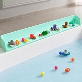 Kids Bathtub Splash Guard, Shelf &amp; Toddler Bath Toy Tray - Green | Bathtub Splash Guard PlayPad Shelf Area with Strong Suction Cups, Bathtub Ledge Guard, Fun Bath Time for Toddlers Baby
